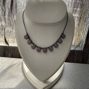 Vintage Mauve Oval Faux Stones Necklace